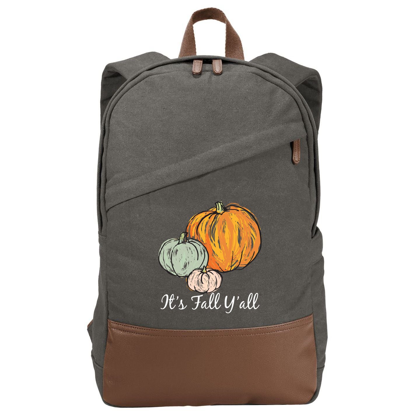 It's Fall Y'all Pumpkin Illustration Cotton Canvas Backpack