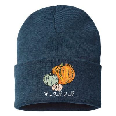 It's Fall Y'all Pumpkin Illustration Sustainable Knit Beanie