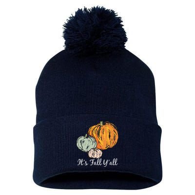 It's Fall Y'all Pumpkin Illustration Pom Pom 12in Knit Beanie