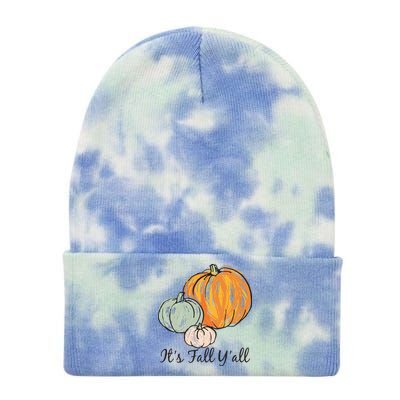 It's Fall Y'all Pumpkin Illustration Tie Dye 12in Knit Beanie