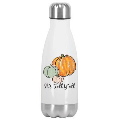 It's Fall Y'all Pumpkin Illustration Stainless Steel Insulated Water Bottle