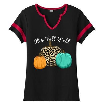 It's Fall Y'all Pumpkins Autumn Ladies Halftime Notch Neck Tee