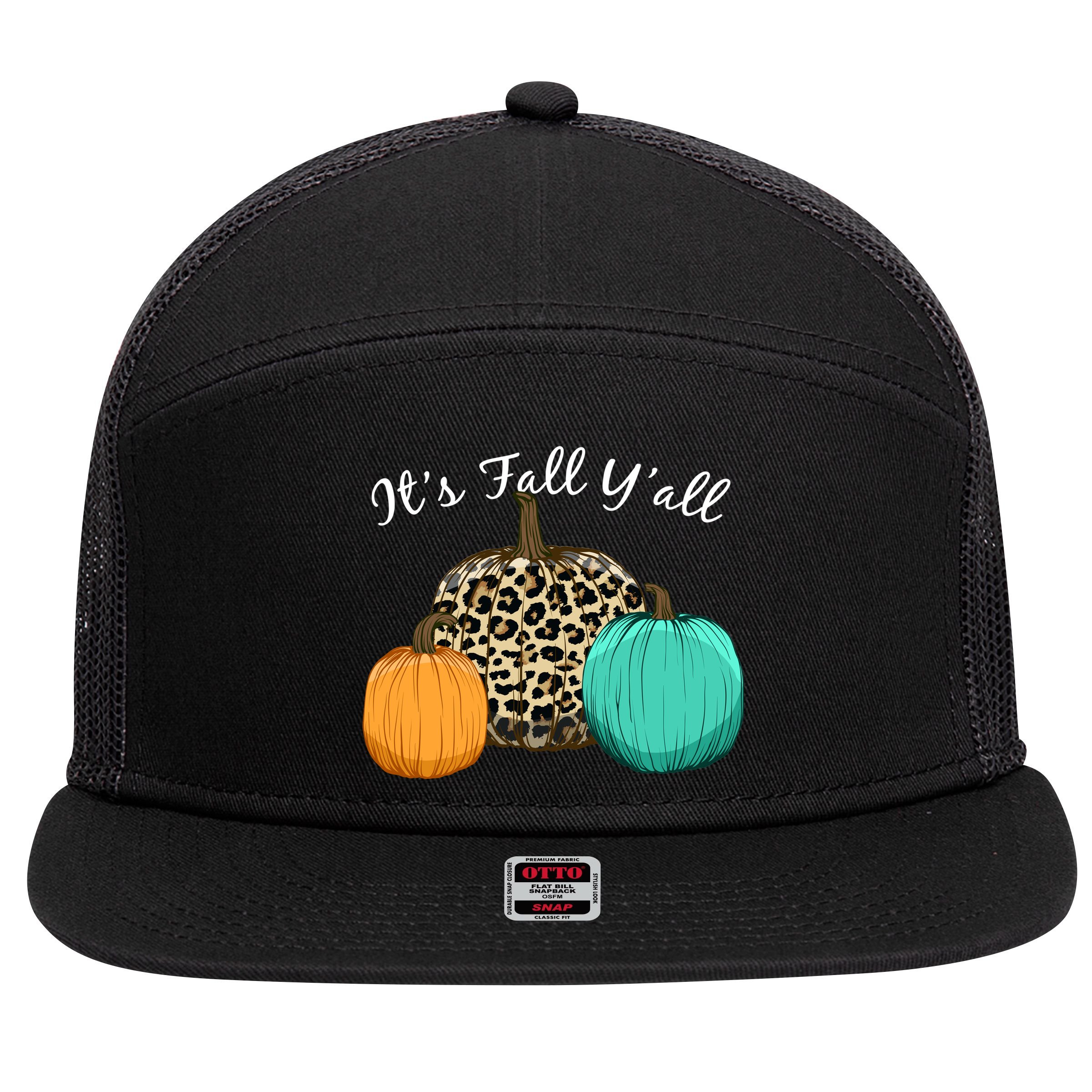 It's Fall Y'all Pumpkins Autumn 7 Panel Mesh Trucker Snapback Hat