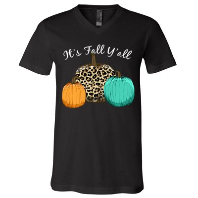It's Fall Y'all Pumpkins Autumn V-Neck T-Shirt