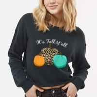 It's Fall Y'all Pumpkins Autumn Cropped Pullover Crew