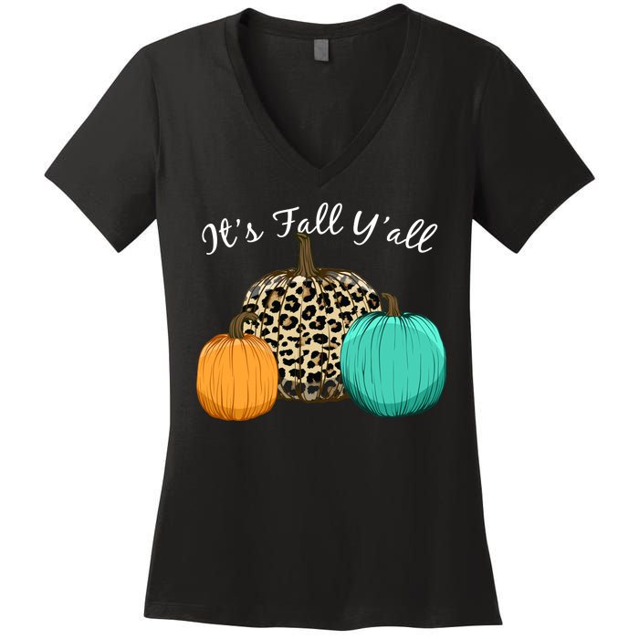 It's Fall Y'all Pumpkins Autumn Women's V-Neck T-Shirt