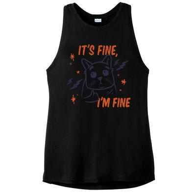 It's Fine I'm Fine Cat Ladies PosiCharge Tri-Blend Wicking Tank