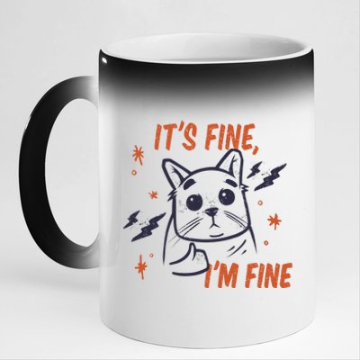 It's Fine I'm Fine Cat 11oz Black Color Changing Mug