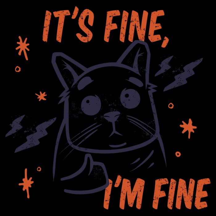 It's Fine I'm Fine Cat 7-Panel Snapback Hat