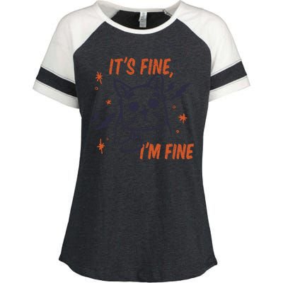 It's Fine I'm Fine Cat Enza Ladies Jersey Colorblock Tee