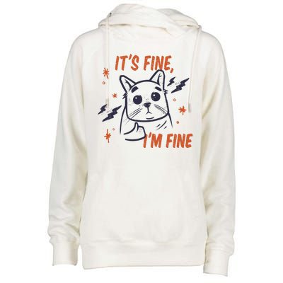 It's Fine I'm Fine Cat Womens Funnel Neck Pullover Hood