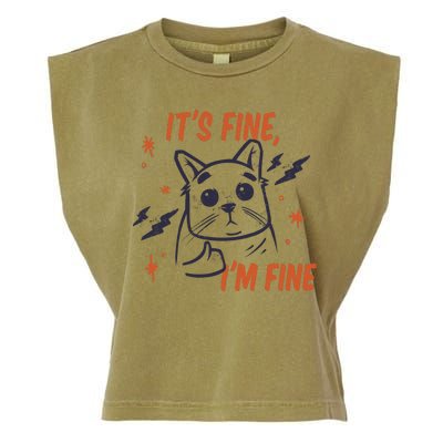 It's Fine I'm Fine Cat Garment-Dyed Women's Muscle Tee