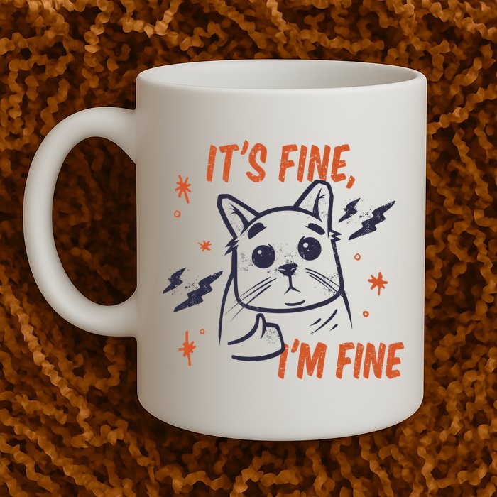 It's Fine I'm Fine Cat Mug