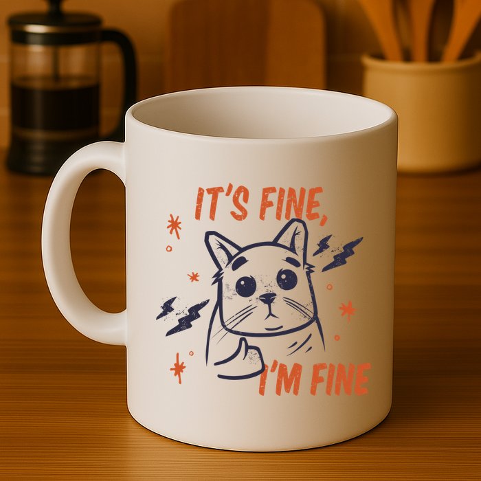 It's Fine I'm Fine Cat Mug