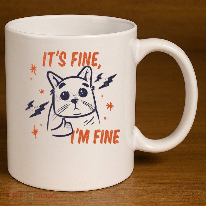It's Fine I'm Fine Cat 11oz C Handle Ceramic Mug