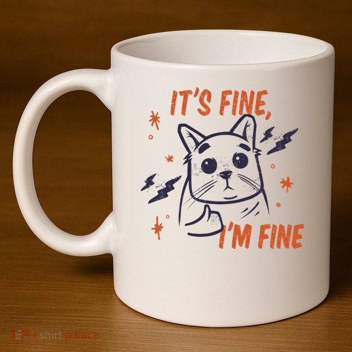 It's Fine I'm Fine Cat 11oz C Handle Ceramic Mug