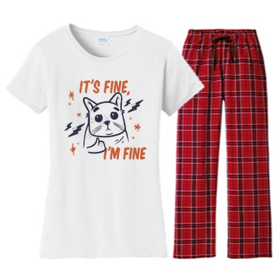 It's Fine I'm Fine Cat Women's Flannel Pajama Set