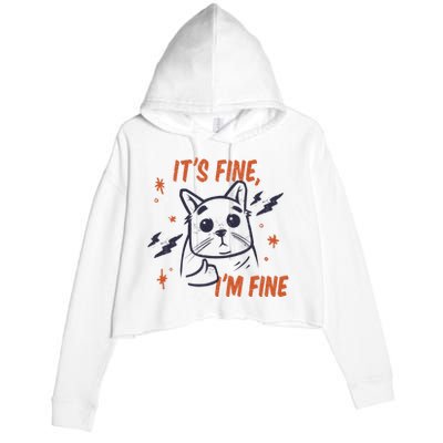 It's Fine I'm Fine Cat Crop Fleece Hoodie