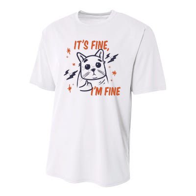 It's Fine I'm Fine Cat Youth Performance Sprint T-Shirt