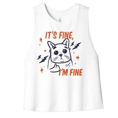 It's Fine I'm Fine Cat Women's Racerback Cropped Tank