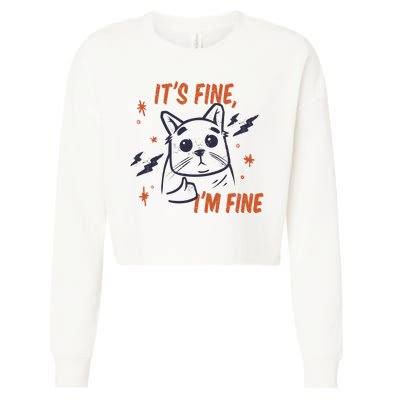 It's Fine I'm Fine Cat Cropped Pullover Crew