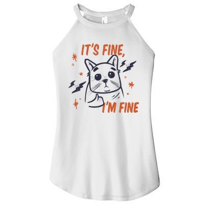 It's Fine I'm Fine Cat Women's Perfect Tri Rocker Tank