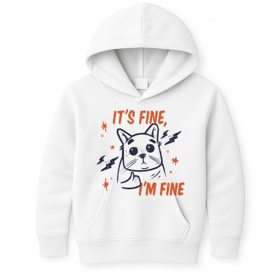 It's Fine I'm Fine Cat Kids Hoodie