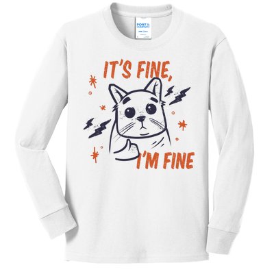 It's Fine I'm Fine Cat Kids Long Sleeve Shirt