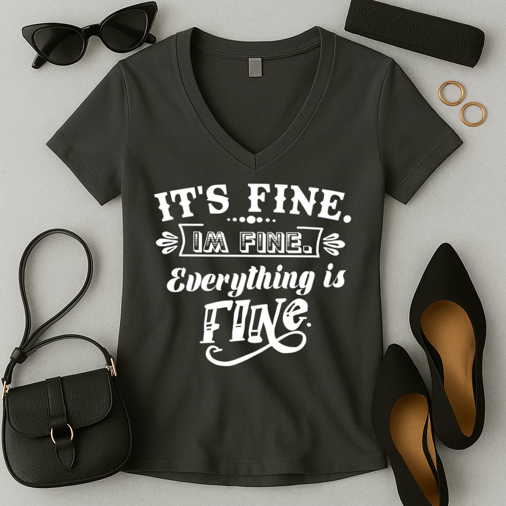 It's Fine I'm Fine Everything Is Fine Women's V-Neck T-Shirt