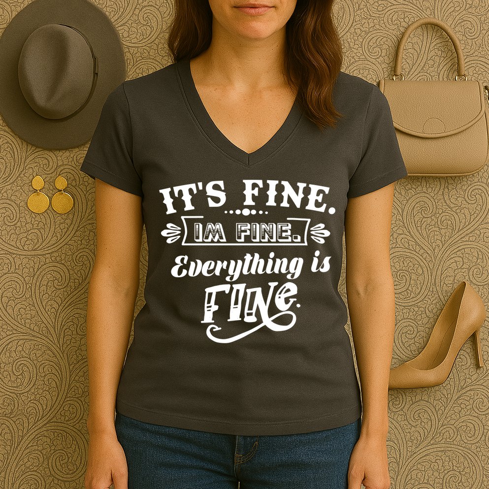 It's Fine I'm Fine Everything Is Fine Women's V-Neck T-Shirt