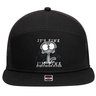 It's Fine I'm Fine Everything Is Fine Cat  7 Panel Mesh Trucker Snapback Hat