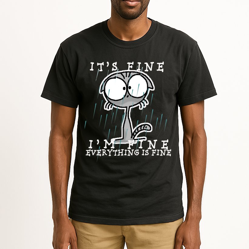 It's Fine I'm Fine Everything Is Fine Cat  Tall T-Shirt