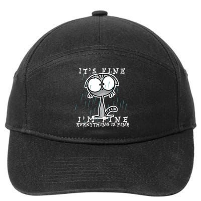 It's Fine I'm Fine Everything Is Fine Cat  7-Panel Snapback Hat