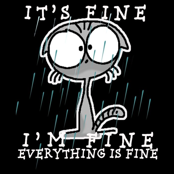 It's Fine I'm Fine Everything Is Fine Cat  7-Panel Snapback Hat
