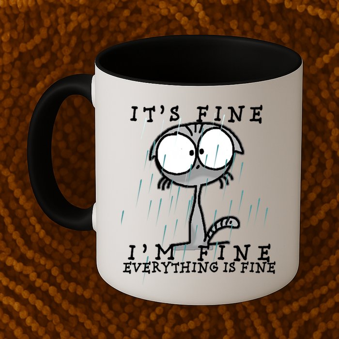 It's Fine I'm Fine Everything Is Fine Cat  Mug