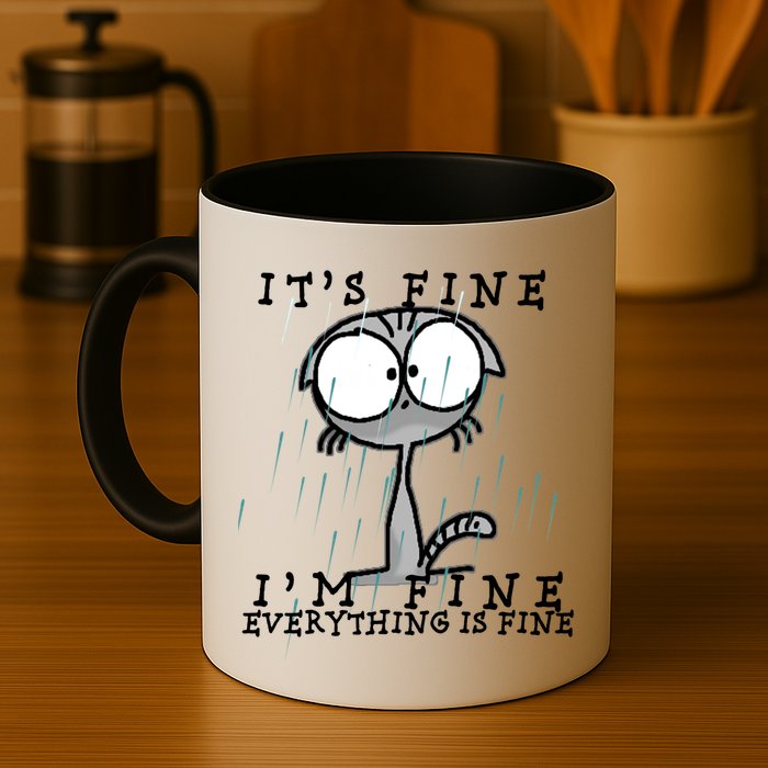 It's Fine I'm Fine Everything Is Fine Cat  Mug