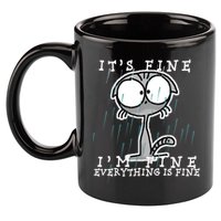 It's Fine I'm Fine Everything Is Fine Cat  11oz C Handle Ceramic Mug