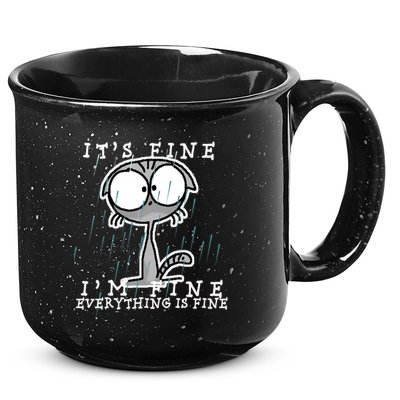 It's Fine I'm Fine Everything Is Fine Cat  15oz Campfire Ceramic Mug
