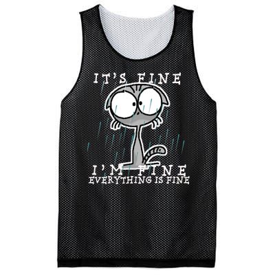 It's Fine I'm Fine Everything Is Fine Cat  Mesh Reversible Basketball Jersey Tank