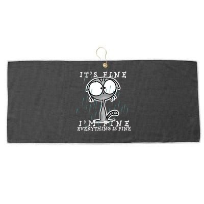 It's Fine I'm Fine Everything Is Fine Cat  Large Microfiber Waffle Golf Towel