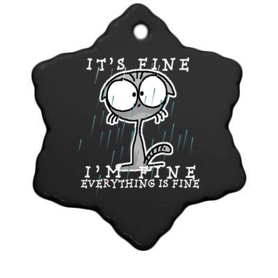 It's Fine I'm Fine Everything Is Fine Cat  Ceramic Star Ornament