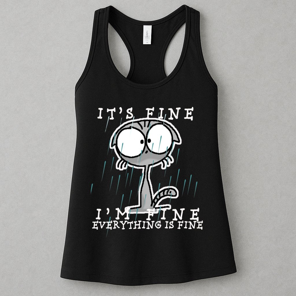 It's Fine I'm Fine Everything Is Fine Cat  Womens Tank Top