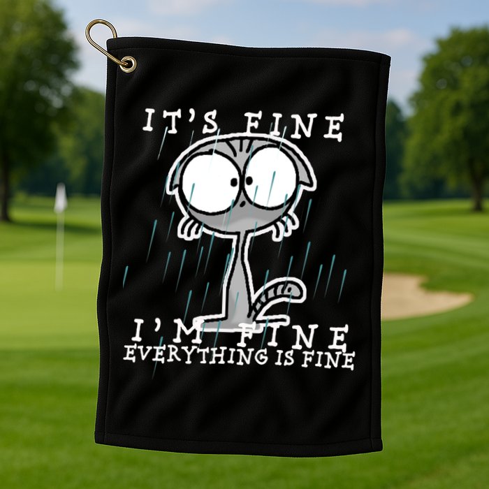 It's Fine I'm Fine Everything Is Fine Cat  Golf Towel
