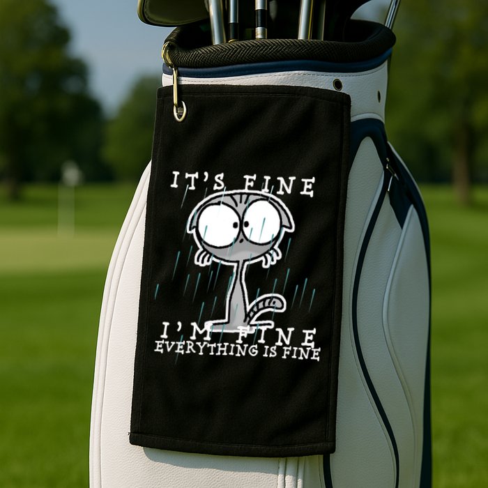 It's Fine I'm Fine Everything Is Fine Cat  Golf Towel