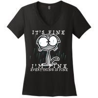 It's Fine I'm Fine Everything Is Fine Cat  Women's V-Neck T-Shirt