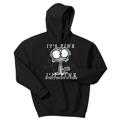 It's Fine I'm Fine Everything Is Fine Cat  Kids Hoodie