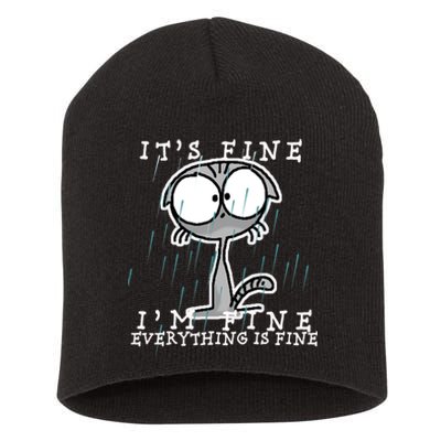 It's Fine I'm Fine Everything Is Fine Cat  Short Acrylic Beanie