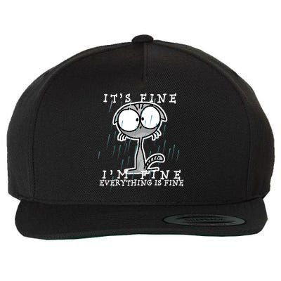It's Fine I'm Fine Everything Is Fine Cat  Wool Snapback Cap