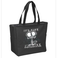 It's Fine I'm Fine Everything Is Fine Cat  Zip Tote Bag