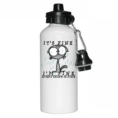 It's Fine I'm Fine Everything Is Fine Cat  Aluminum Water Bottle